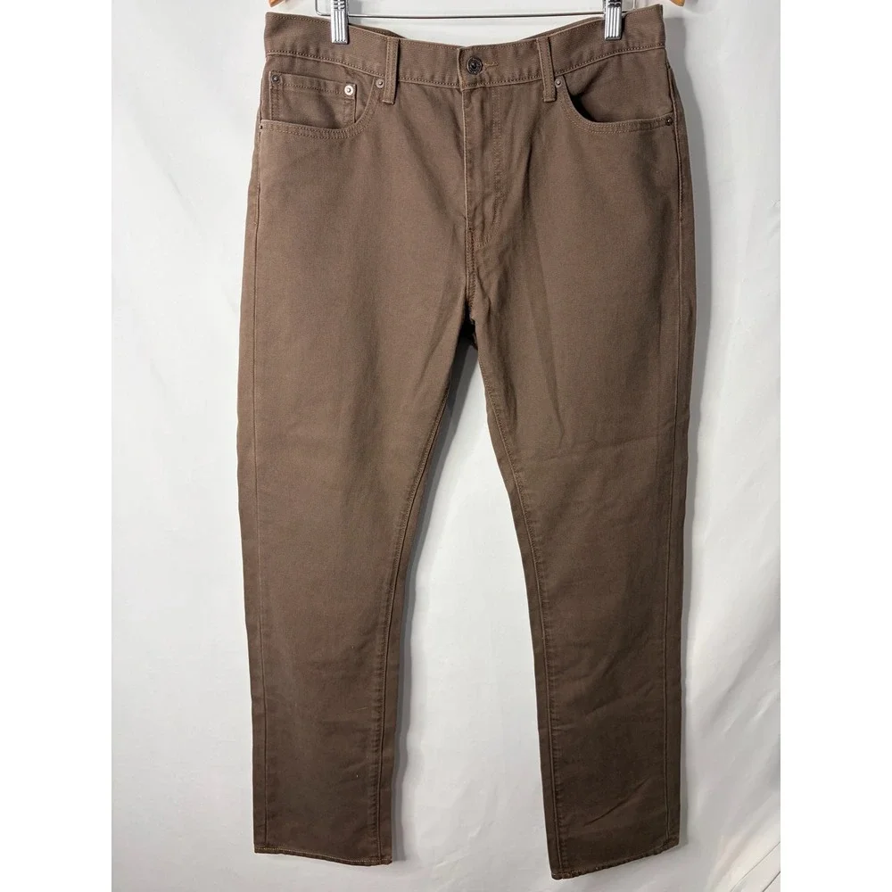 Levis 513 Slim Straight Brown Bedford Cord Pants Mens 36x34 Textured Trousers